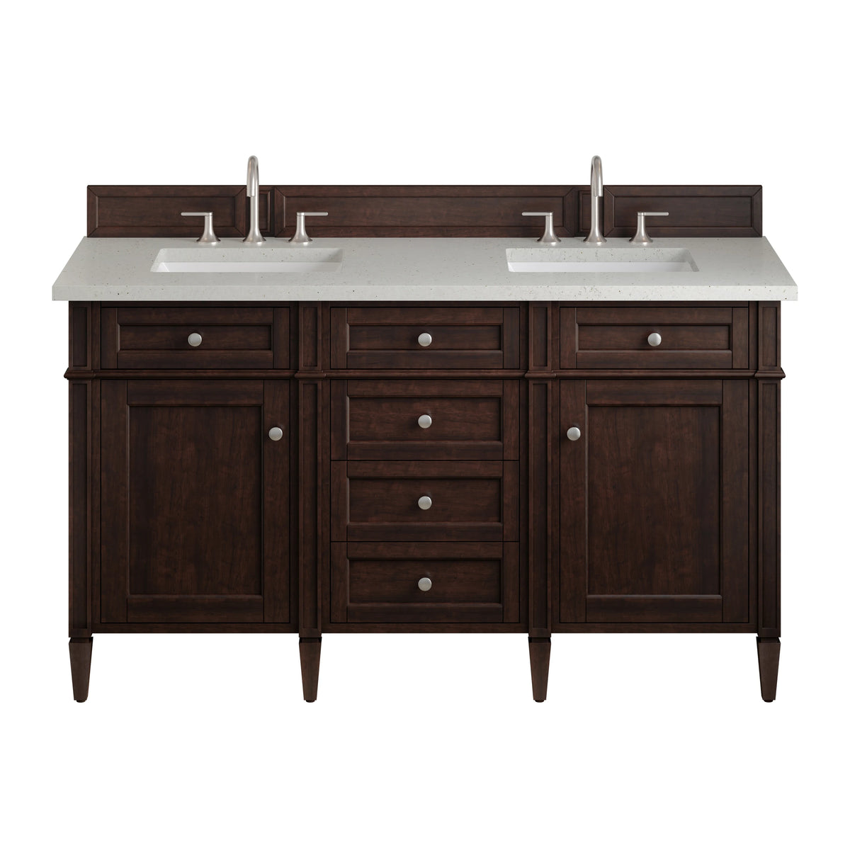 Brittany 60" Double Vanity, Burnished Mahogany w/ 3 CM Lime Delight Silestone Top