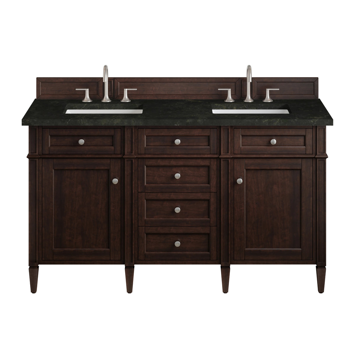 Brittany 60" Double Vanity, Burnished Mahogany, w/ 3 CM Phantome Eclos Top