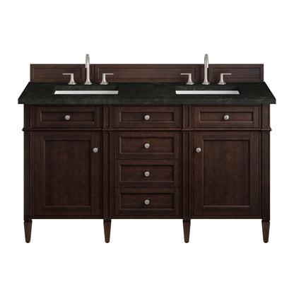 Brittany 60" Double Vanity, Burnished Mahogany, w/ 3 CM Phantome Eclos Top
