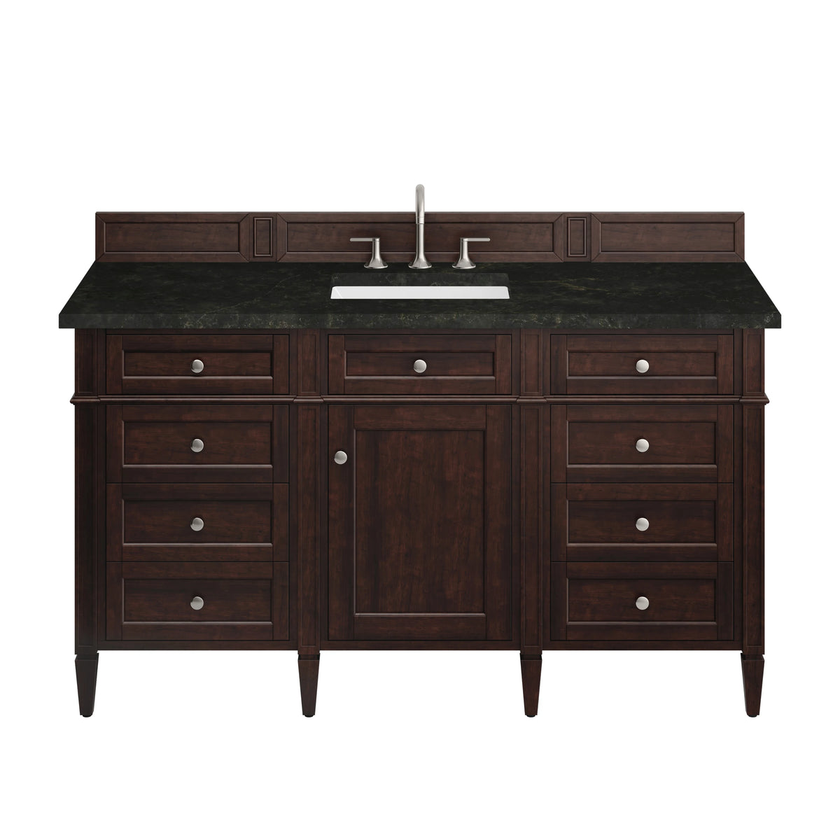 Brittany 60" Single Vanity, Burnished Mahogany, w/ 3 CM Phantome Eclos Top