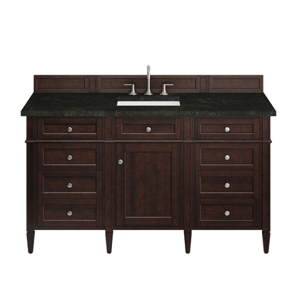Brittany 60" Single Vanity, Burnished Mahogany, w/ 3 CM Phantome Eclos Top