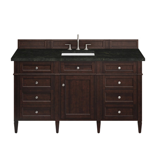 Brittany 60" Single Vanity, Burnished Mahogany, w/ 3 CM Phantome Eclos Top