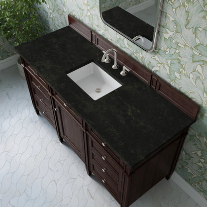 Brittany 60" Single Vanity, Burnished Mahogany, w/ 3 CM Phantome Eclos Top, view 6