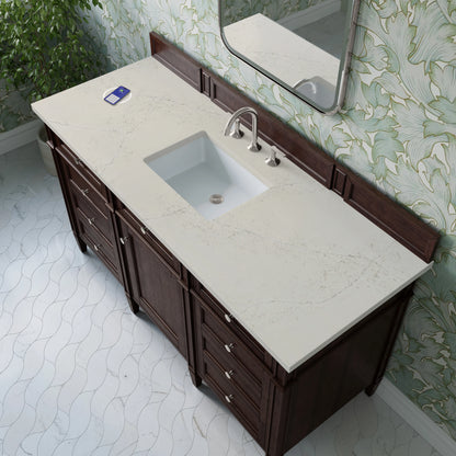 Brittany 60" Single Vanity, Burnished Mahogany, w/ 3 CM Siberian Silestone Top w/FreePower Wireless Charger, view 8