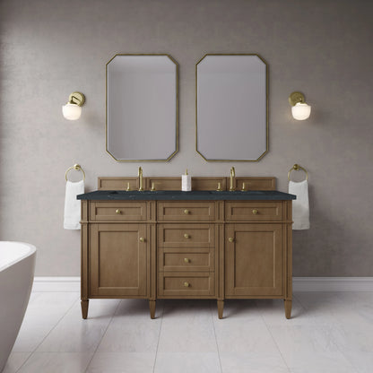 Brittany 60" Double Vanity, Pecan w/ 3 CM Charcoal Soapstone Silestone Top, view 3