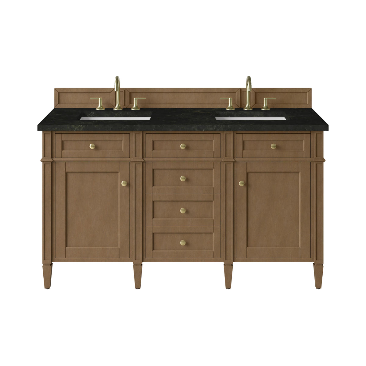 Brittany 60" Double Vanity, Pecan w/ 3 CM Phantome Eclos Top