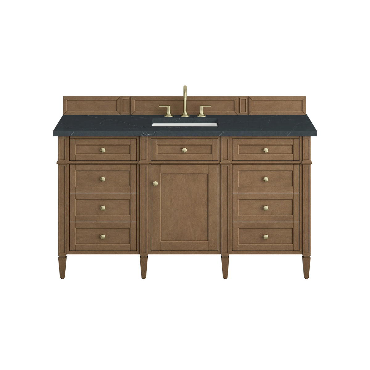 Brittany 60" Single Vanity, Pecan w/ 3 CM Charcoal Soapstone Silestone Top