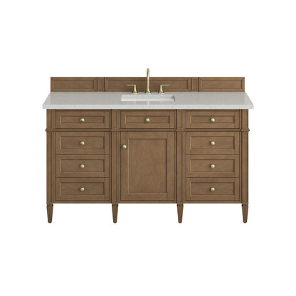 Brittany 60" Single Vanity, Pecan w/ 3 CM Lime Delight Silestone Top