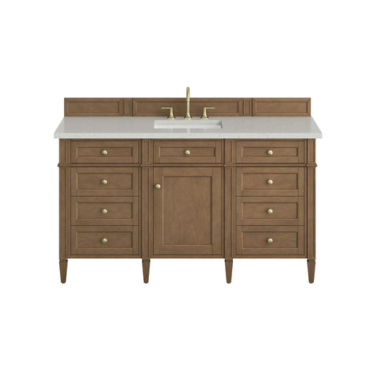 Brittany 60" Single Vanity, Pecan w/ 3 CM Lime Delight Silestone Top