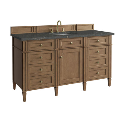 Brittany 60" Single Vanity, Pecan w/ 3 CM Parisien Bleu Silestone Top, view 11