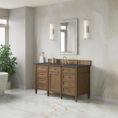 Brittany 60" Single Vanity, Pecan w/ 3 CM Parisien Bleu Silestone Top, view 4