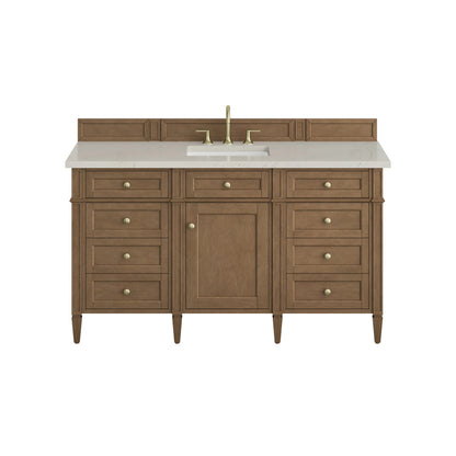 Brittany 60" Single Vanity, Pecan w/ 3 CM Siberian Silestone Top