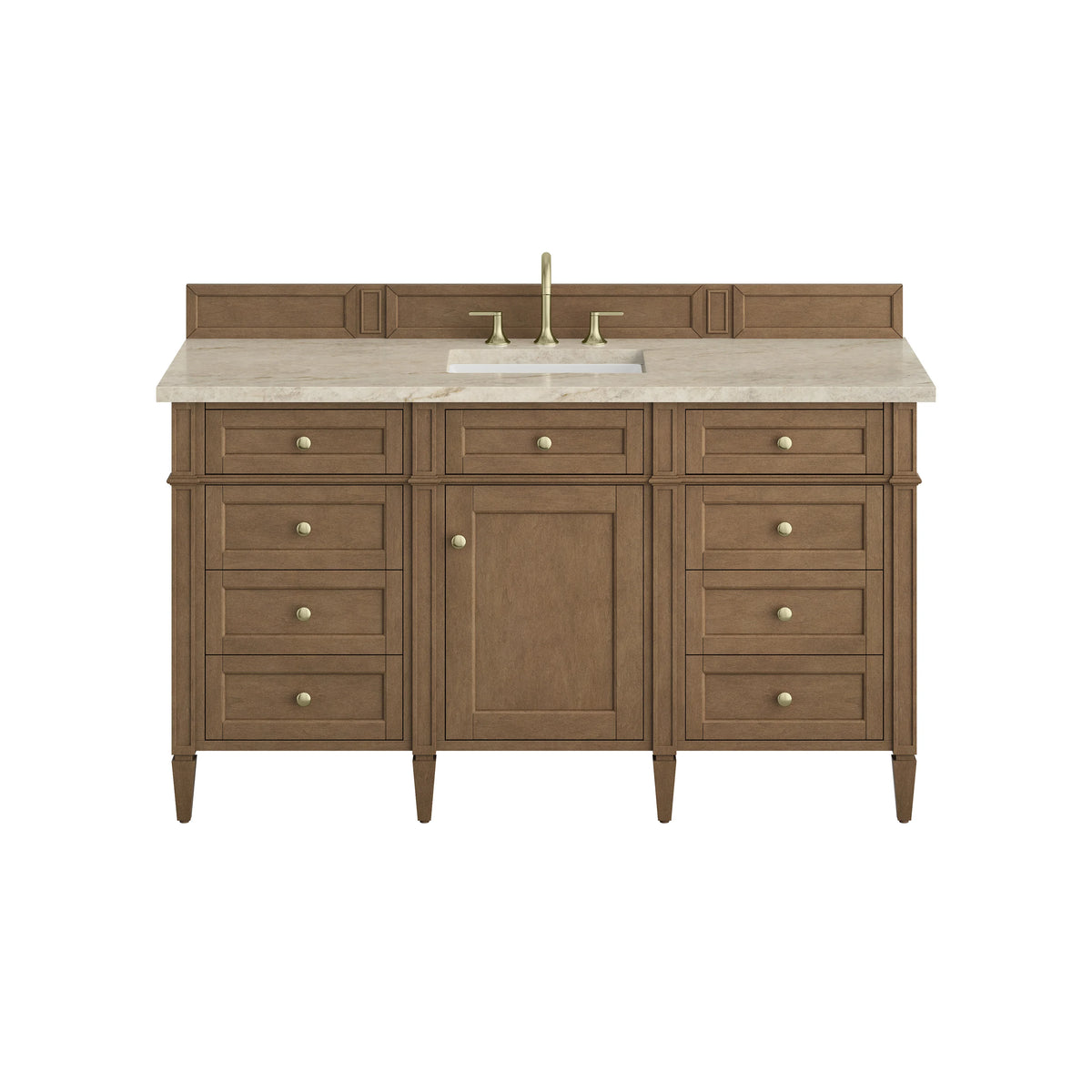 Brittany 60" Single Vanity, Pecan w/ 3 CM Tajnar Eclos Top