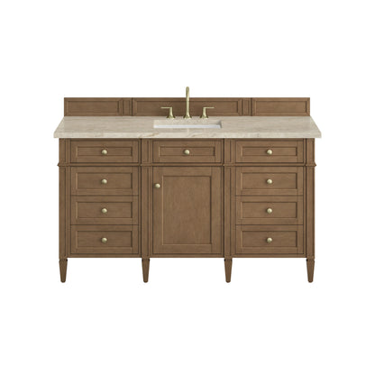 Brittany 60" Single Vanity, Pecan w/ 3 CM Tajnar Eclos Top