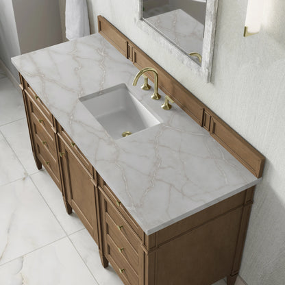 Brittany 60" Single Vanity, Pecan w/ 3 CM Victorian Silver Silestone Top, view 8