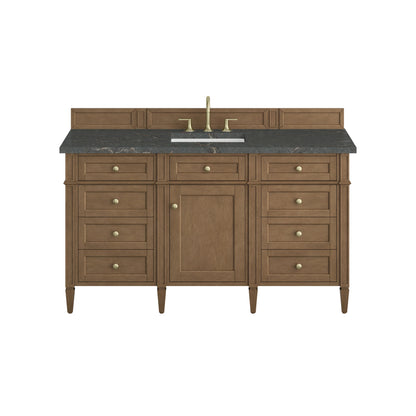 Brittany 60" Single Vanity, Pecan w/ 3 CM Parisien Bleu Silestone Top w/FreePower Wireless Charger