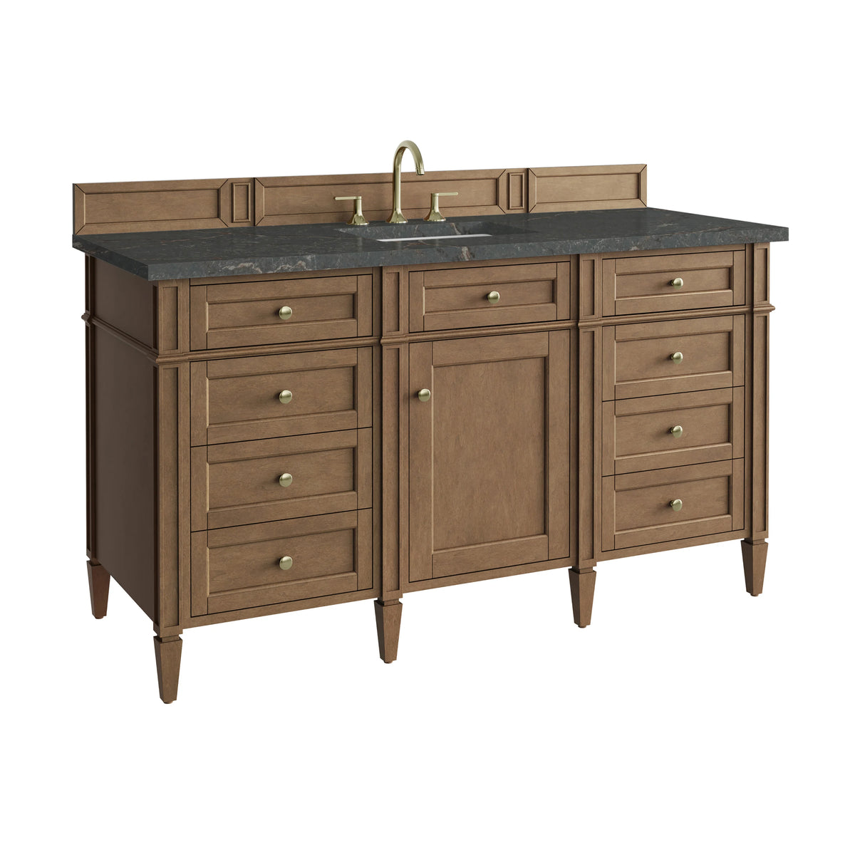 Brittany 60" Single Vanity, Pecan w/ 3 CM Parisien Bleu Silestone Top w/FreePower Wireless Charger, view 12