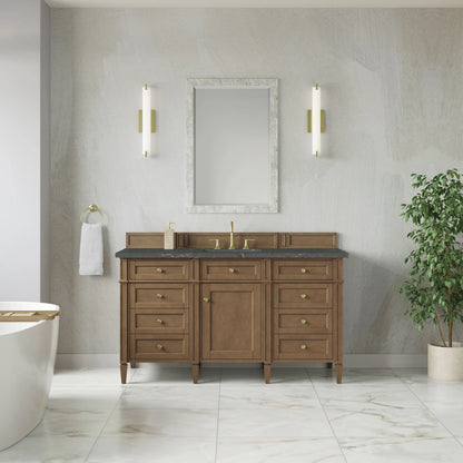 Brittany 60" Single Vanity, Pecan w/ 3 CM Parisien Bleu Silestone Top w/FreePower Wireless Charger, view 4