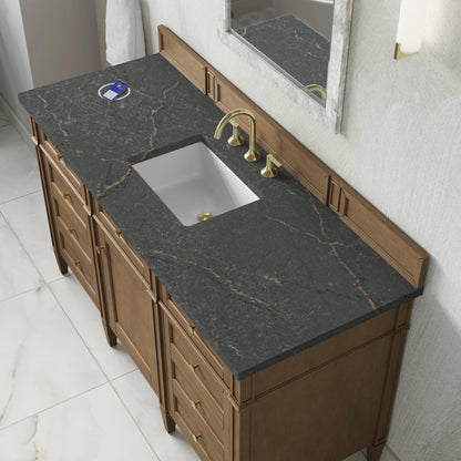 Brittany 60" Single Vanity, Pecan w/ 3 CM Parisien Bleu Silestone Top w/FreePower Wireless Charger, view 9