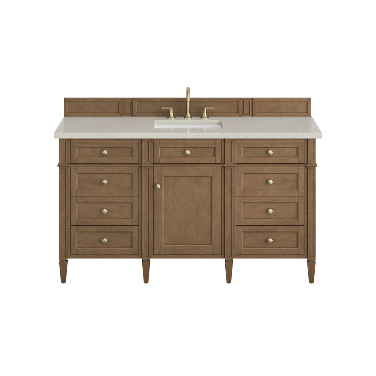 Brittany 60" Single Vanity, Pecan w/ 3 CM Siberian Silestone Top w/FreePower Wireless Charger