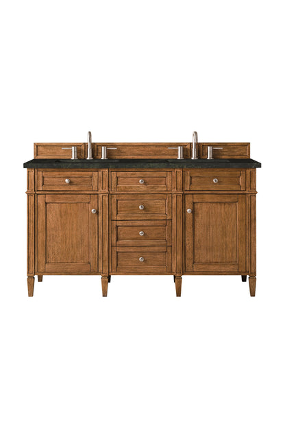 Brittany 60" Double Vanity, Saddle Brown, w/ 3 CM Phantome Eclos Top