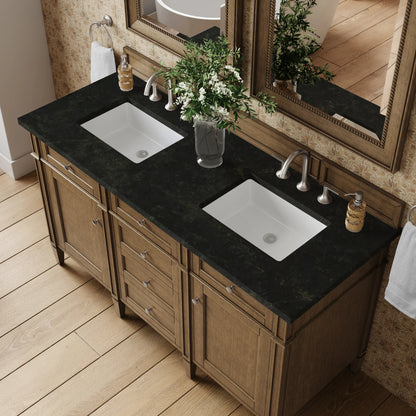 Brittany 60" Double Vanity, Saddle Brown, w/ 3 CM Phantome Eclos Top, view 6