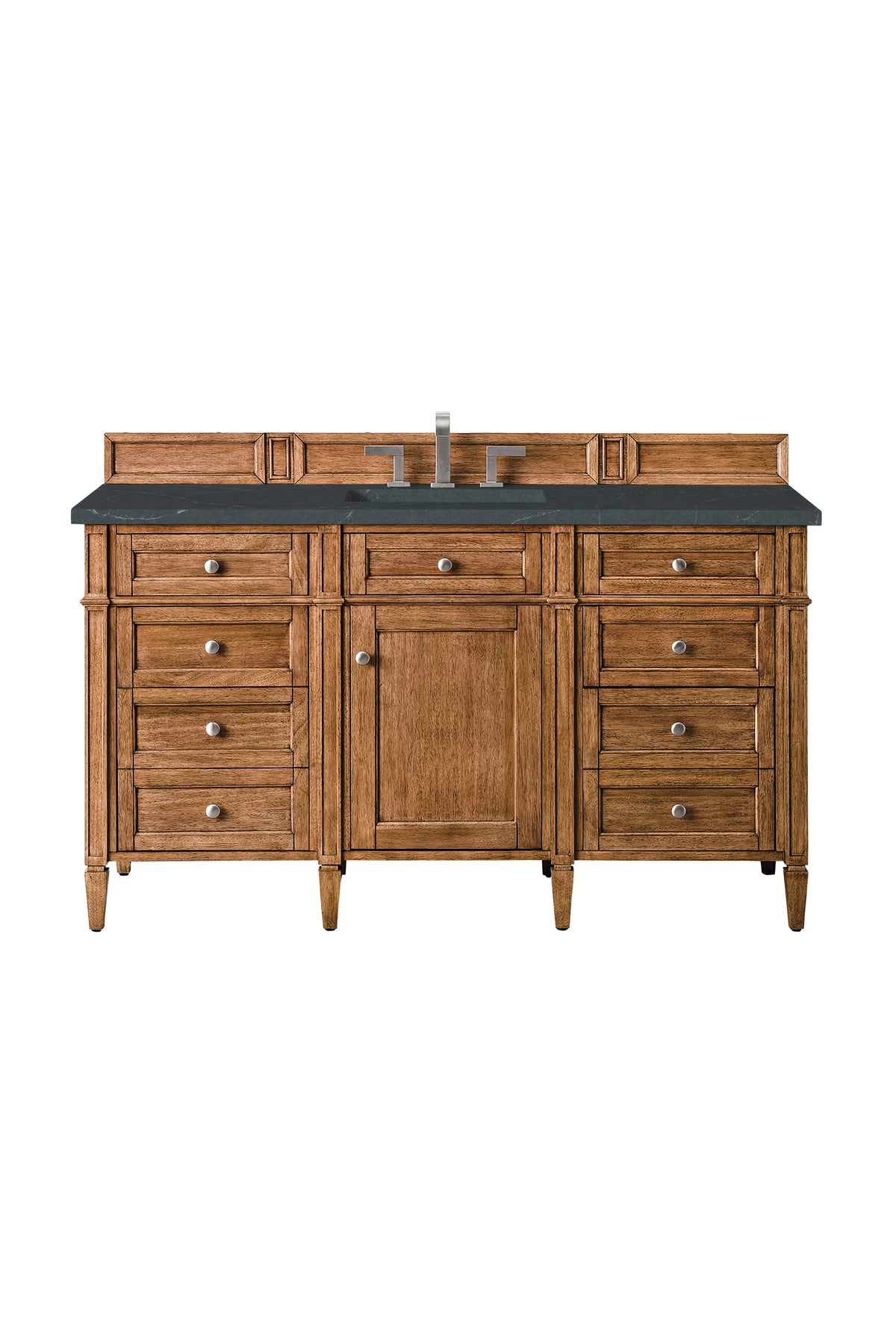 Brittany 60" Single Vanity, Saddle Brown w/ 3 CM Charcoal Soapstone Silestone Top