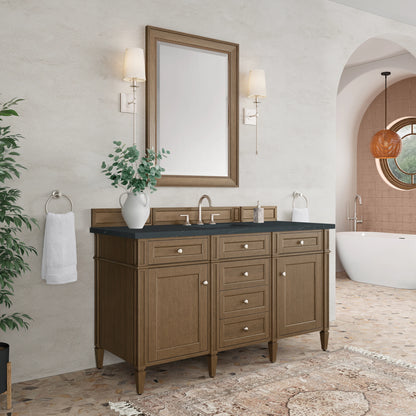 Brittany 60" Single Vanity, Saddle Brown w/ 3 CM Charcoal Soapstone Silestone Top, view 4