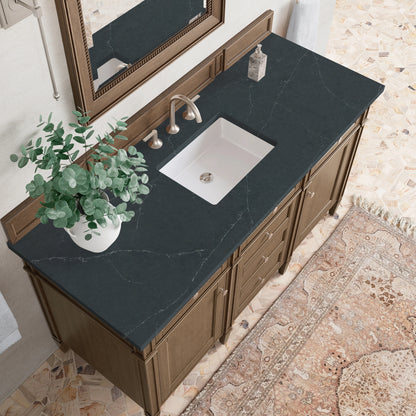 Brittany 60" Single Vanity, Saddle Brown w/ 3 CM Charcoal Soapstone Silestone Top, view 8