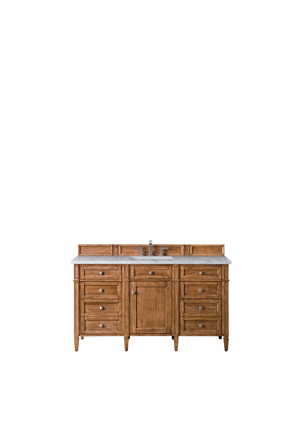 Brittany 60" Single Vanity, Saddle Brown w/ 3 CM Eternal Jasmine Pearl Silestone Top w/FreePower Wireless Charger