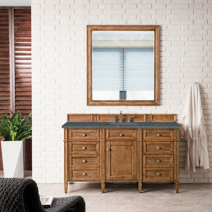 Brittany 60" Single Vanity, Saddle Brown w/ 3 CM Parisien Bleu Silestone Top w/FreePower Wireless Charger, view 6