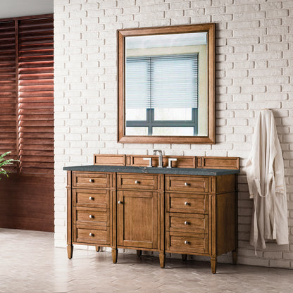 Brittany 60" Single Vanity, Saddle Brown w/ 3 CM Parisien Bleu Silestone Top w/FreePower Wireless Charger, view 7