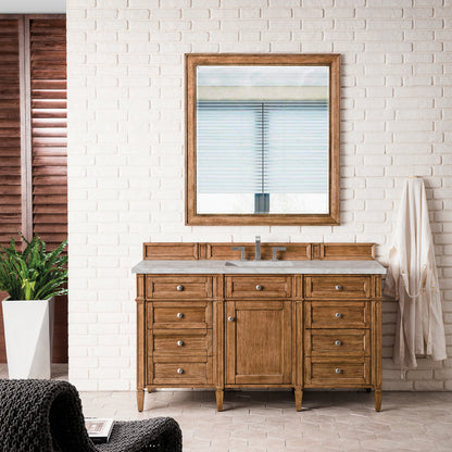 Brittany 60" Single Vanity, Saddle Brown w/ 3 CM Victorian Silver Silestone Top w/FreePower Wireless Charger, view 6