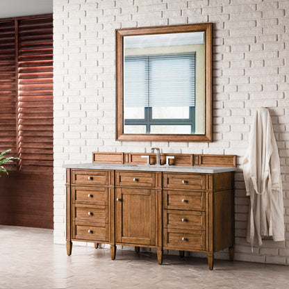 Brittany 60" Single Vanity, Saddle Brown w/ 3 CM Victorian Silver Silestone Top w/FreePower Wireless Charger, view 7
