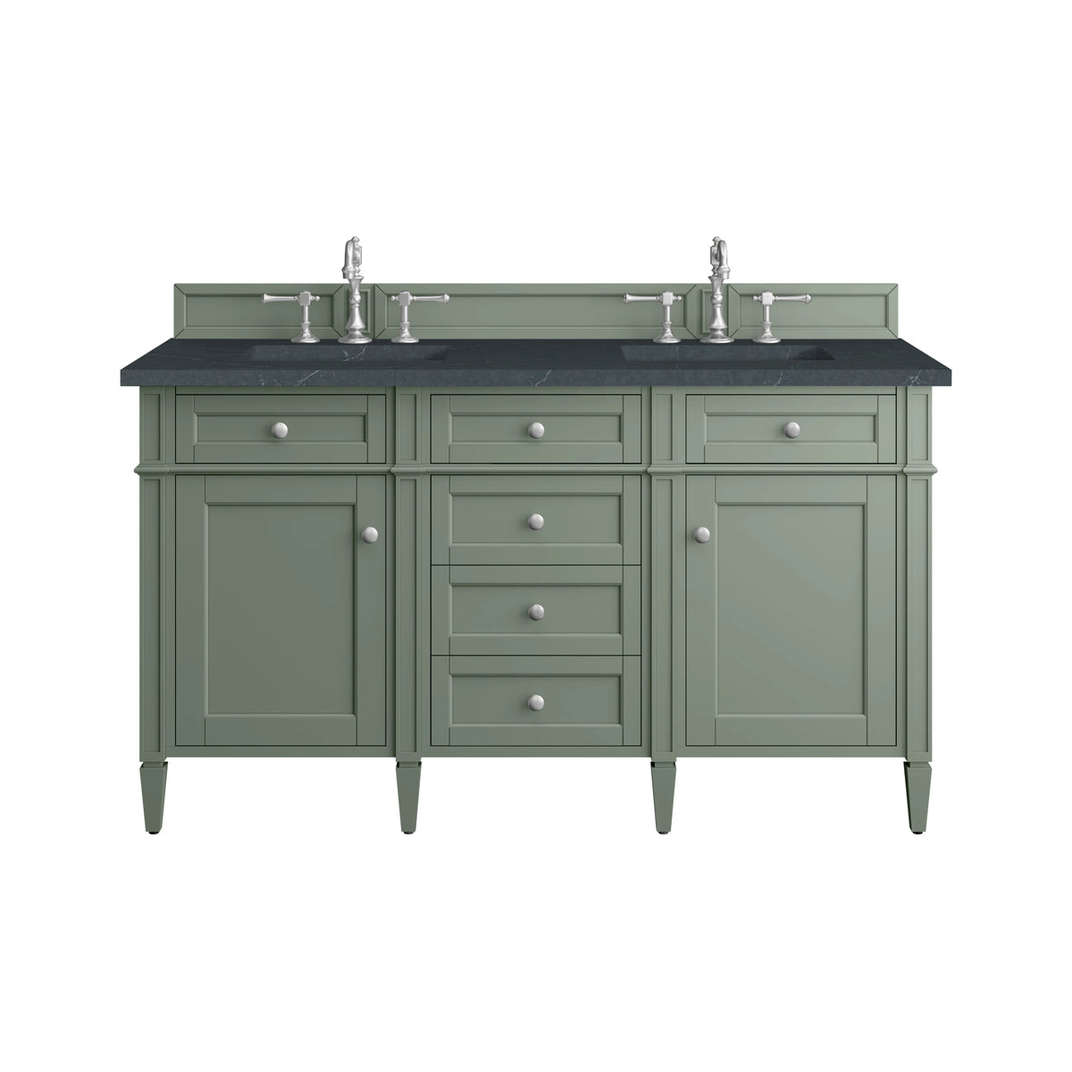 Brittany 60" Double Vanity, Smokey Celadon w/ 3 CM Charcoal Soapstone Top