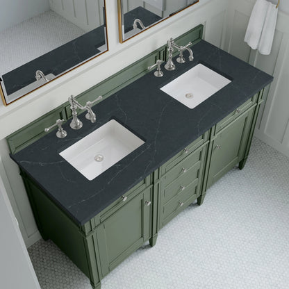 Brittany 60" Double Vanity, Smokey Celadon w/ 3 CM Charcoal Soapstone Top, view 6