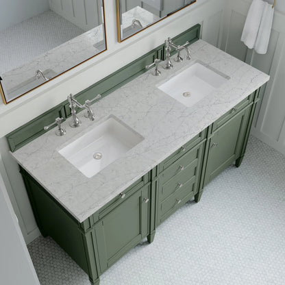 Brittany 60" Double Vanity, Smokey Celadon w/ 3 CM Eternal Jasmine Pearl Top, view 6