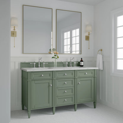 Brittany 60" Double Vanity, Smokey Celadon w/ 3 CM Ethereal Noctis Top, view 4