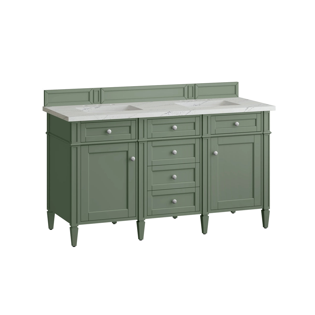 Brittany 60" Double Vanity, Smokey Celadon w/ 3 CM Ethereal Noctis Top, view 7