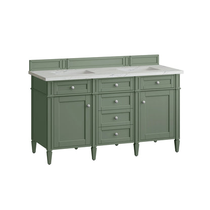 Brittany 60" Double Vanity, Smokey Celadon w/ 3 CM Ethereal Noctis Top, view 7