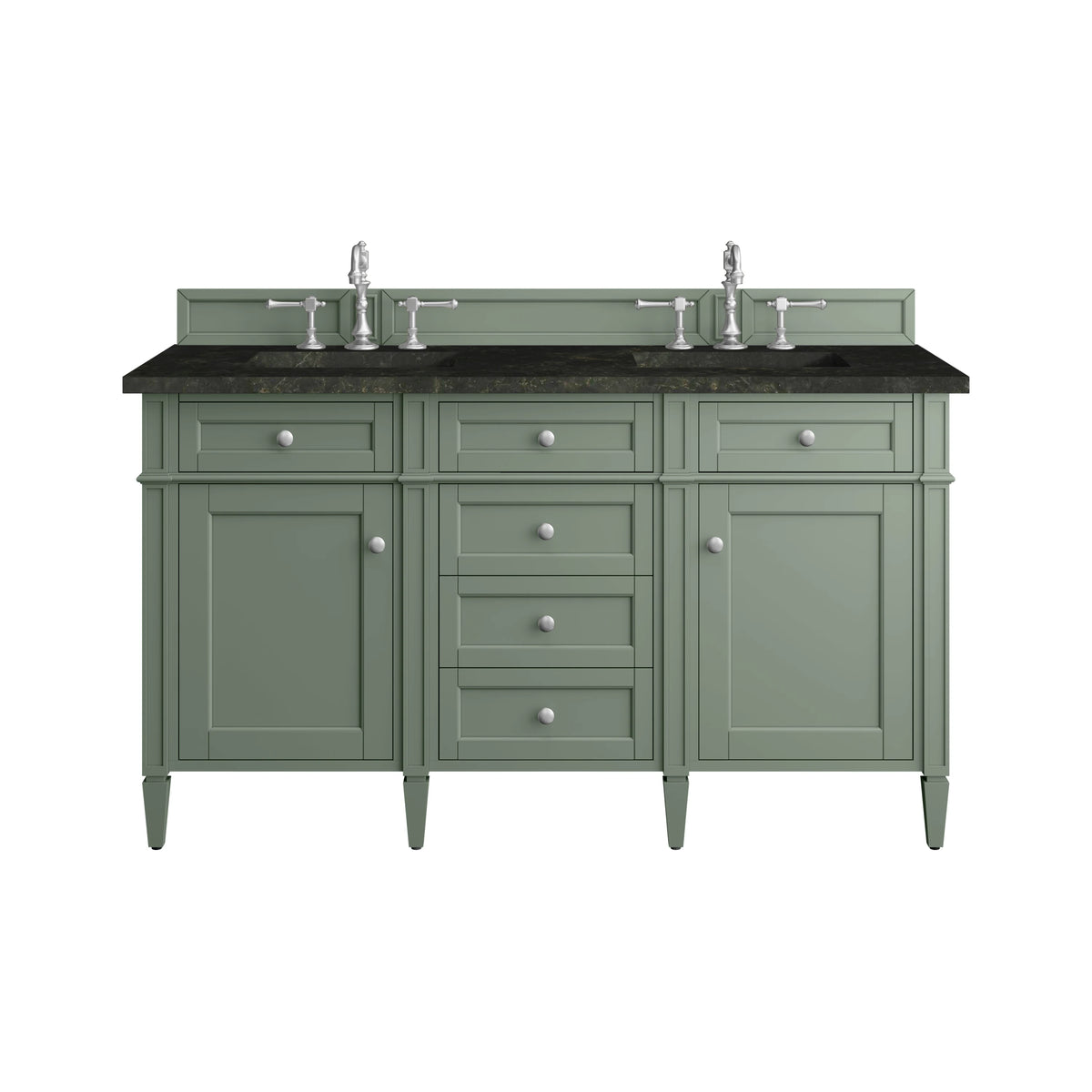 Brittany 60" Double Vanity, Smokey Celadon, w/ 3 CM Phantome Eclos Top