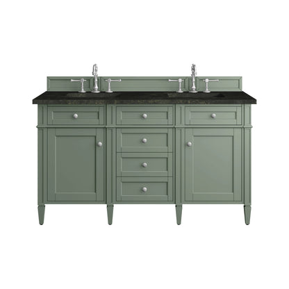 Brittany 60" Double Vanity, Smokey Celadon, w/ 3 CM Phantome Eclos Top