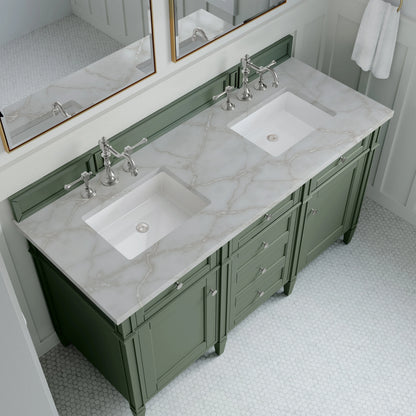 Brittany 60" Double Vanity, Smokey Celadon w/ 3 CM Victorian Silver Top, view 6
