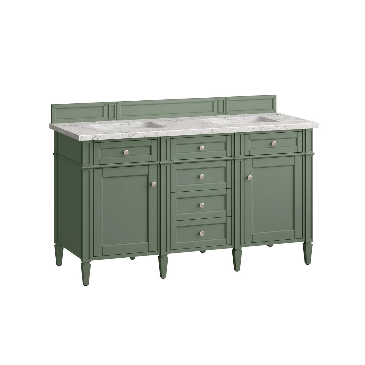 Brittany 60" Double Vanity, Smokey Celadon w/ 3 CM Eternal Jasmine Pearl Top w/FreePower Wireless Charger, view 11