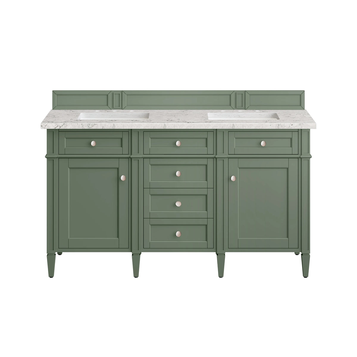 Brittany 60" Double Vanity, Smokey Celadon w/ 3 CM Eternal Jasmine Pearl Top w/FreePower Wireless Charger, view 2