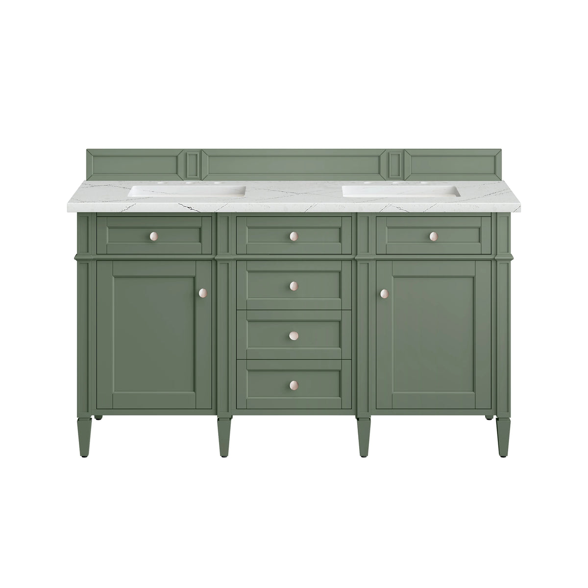 Brittany 60" Double Vanity, Smokey Celadon w/ 3 CM Ethereal Noctis Top w/FreePower Wireless Charger, view 2