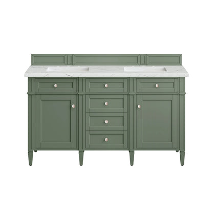 Brittany 60" Double Vanity, Smokey Celadon w/ 3 CM Ethereal Noctis Top w/FreePower Wireless Charger, view 2