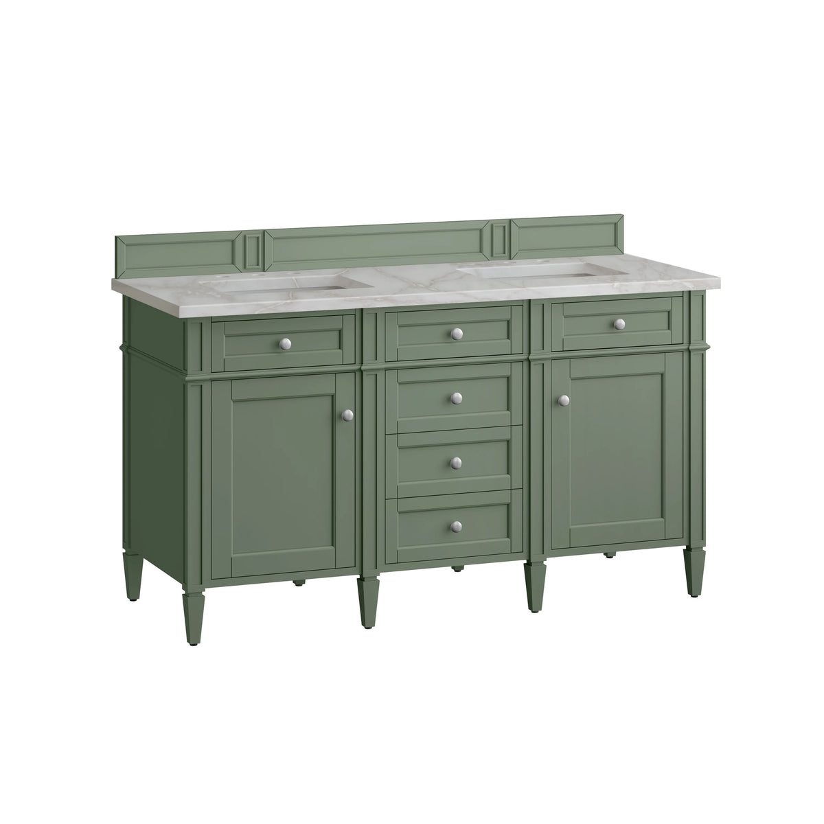 Brittany 60" Double Vanity, Smokey Celadon w/ 3 CM Victorian Silver Top w/FreePower Wireless Charger, view 10