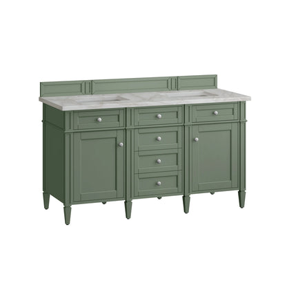 Brittany 60" Double Vanity, Smokey Celadon w/ 3 CM Victorian Silver Top w/FreePower Wireless Charger, view 10