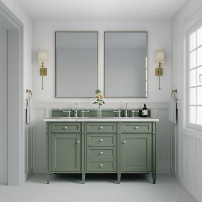 Brittany 60" Double Vanity, Smokey Celadon w/ 3 CM Victorian Silver Top w/FreePower Wireless Charger, view 6